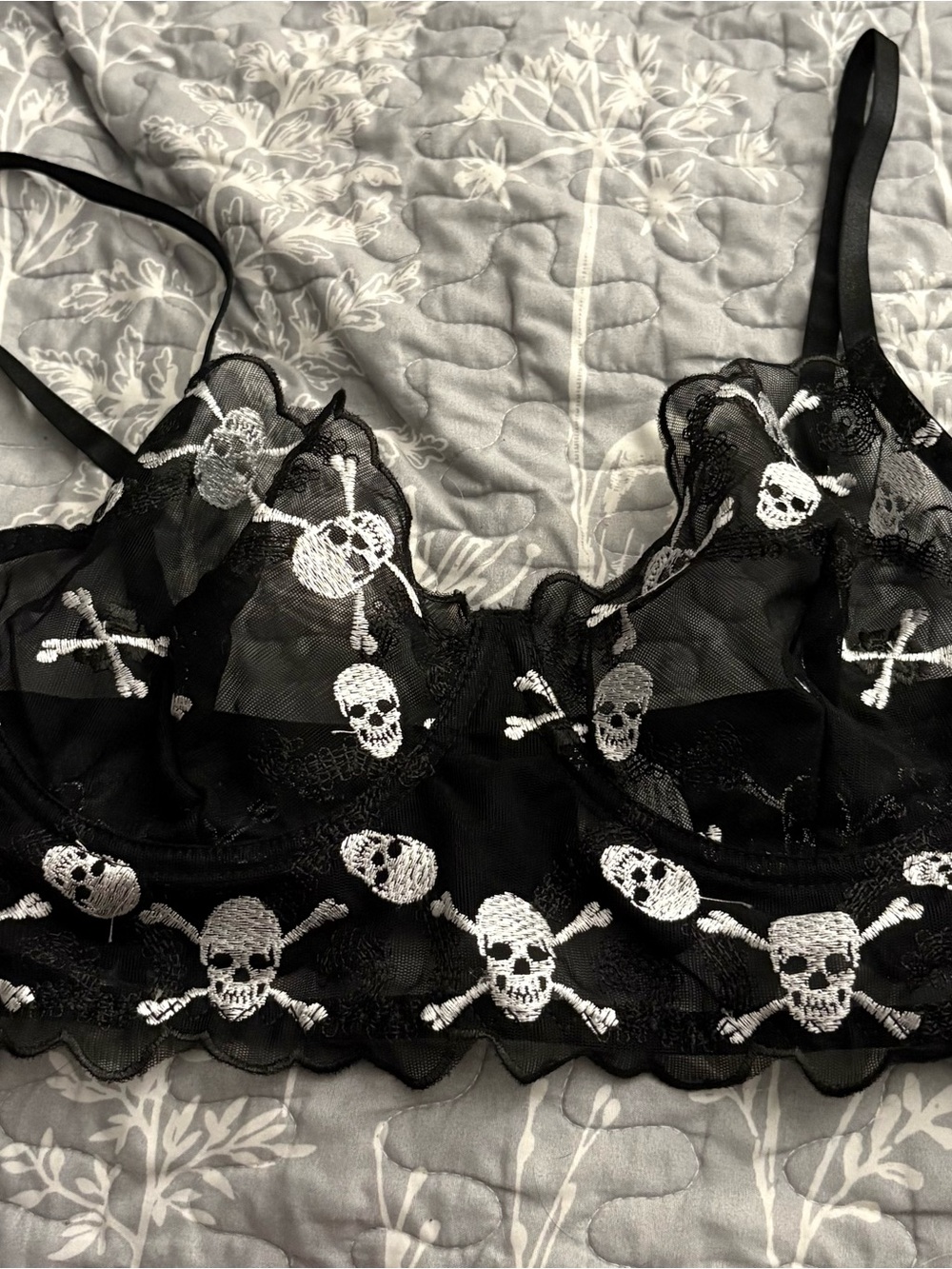 Sheer Skull Lace Bralette & Black and Red Skull Bra